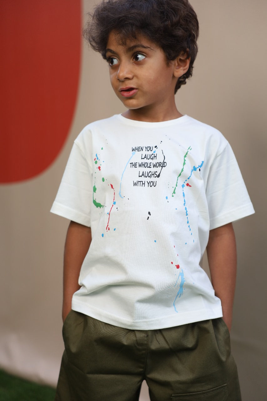 "Off White Splattered Paint T-Shirt"