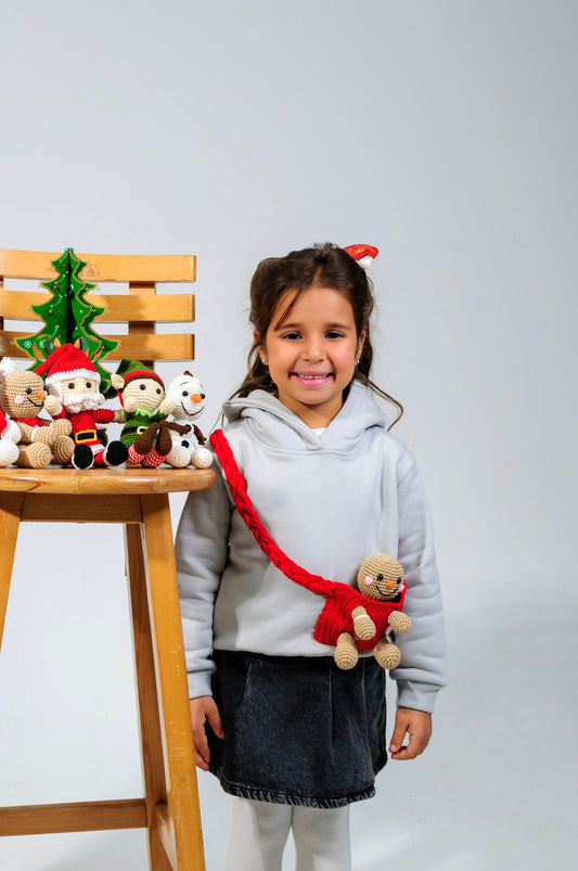 "Christmas Hoodie"-Grey attached with Christmas Toy