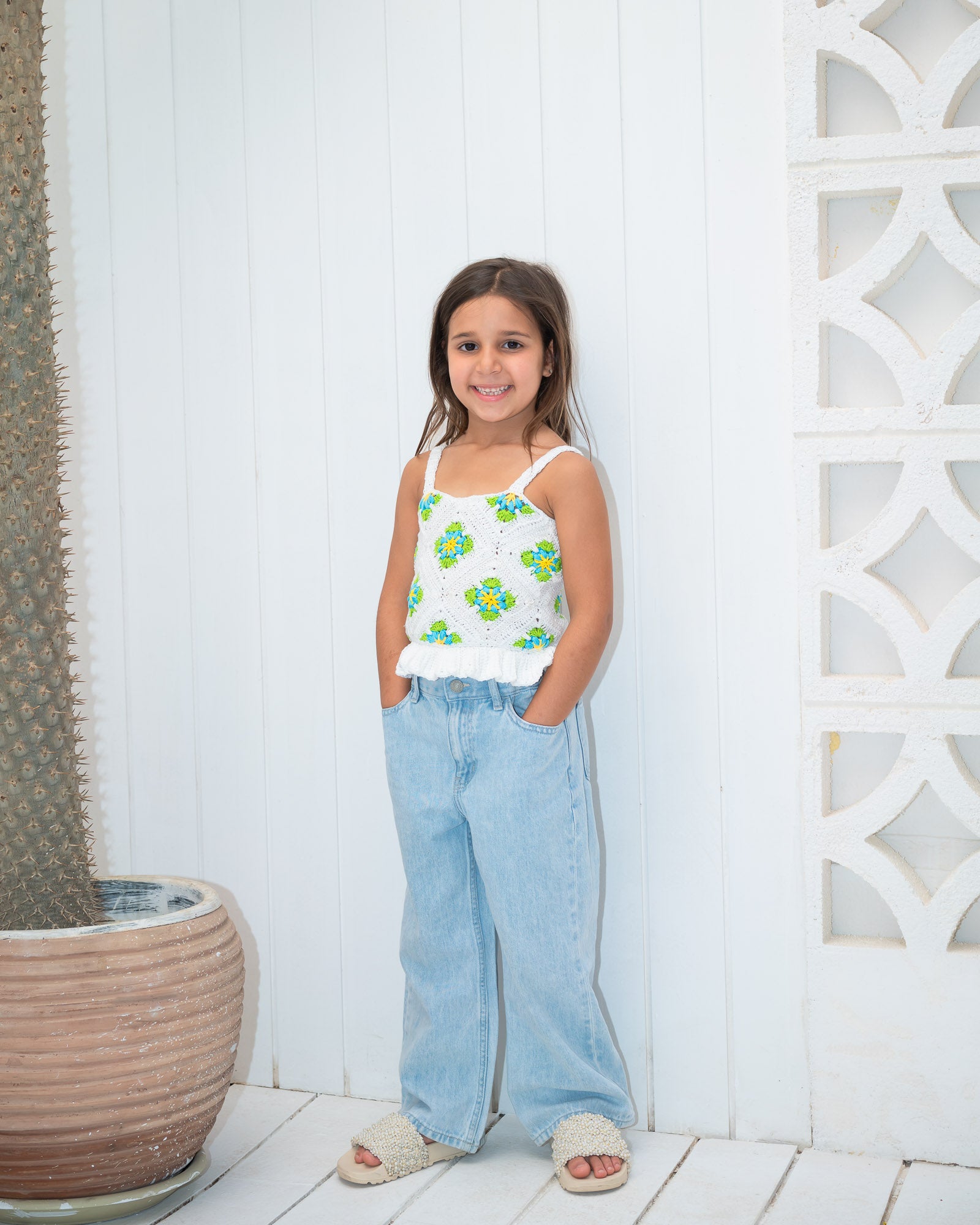 "White Crochet Top-Kids"