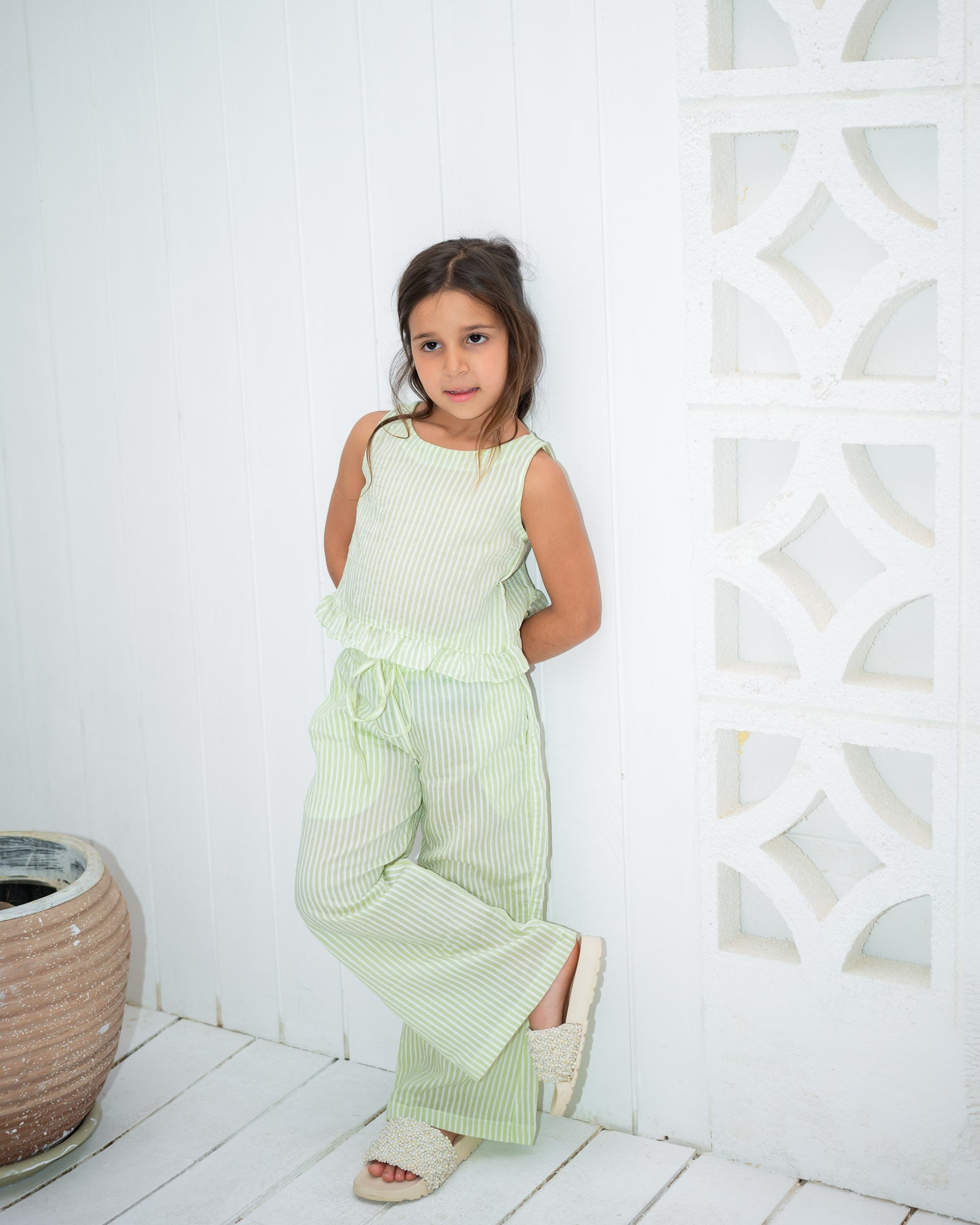 "Mint-Green Ruffled Set-Kids"