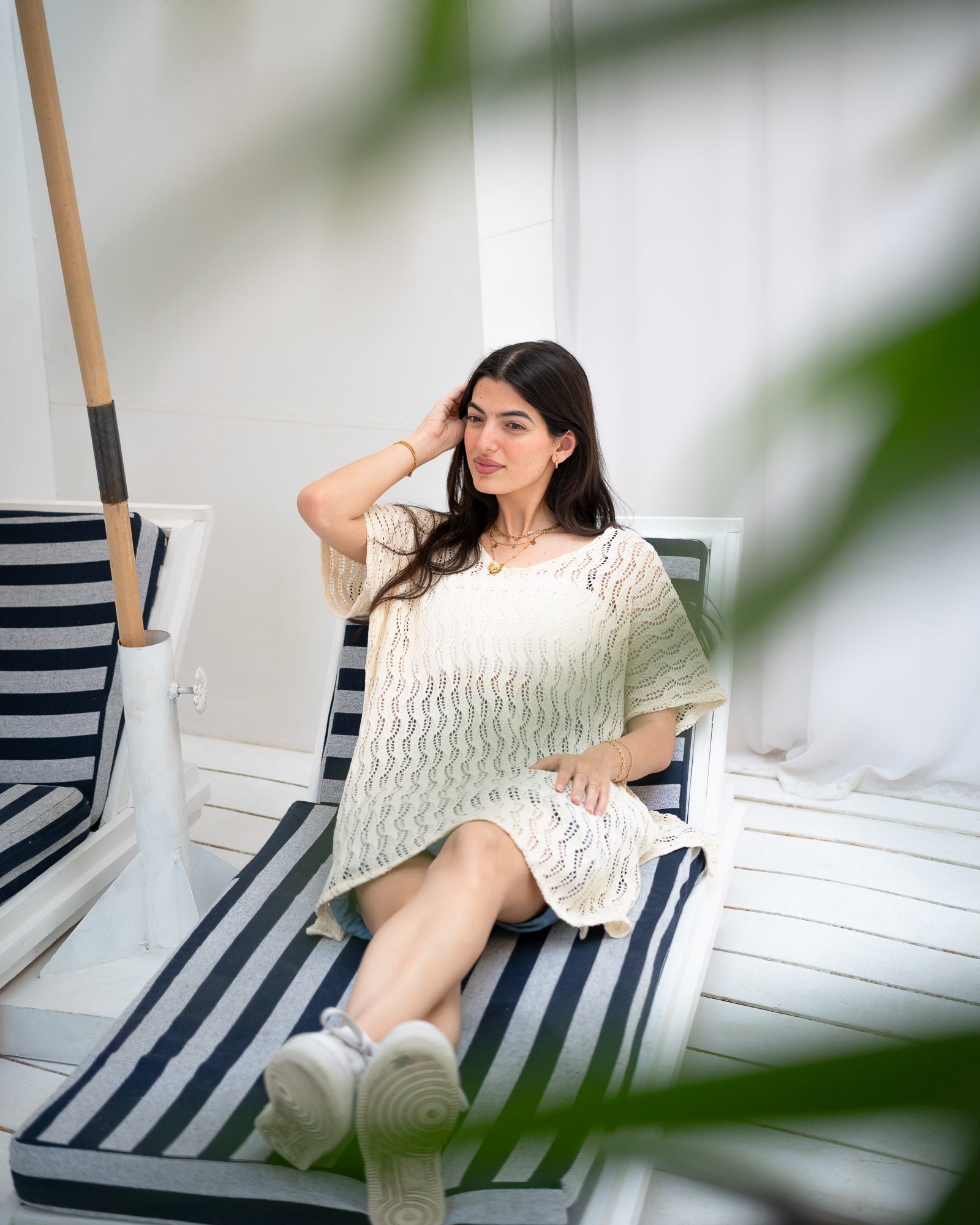 "Off-white Crochet Poncho-Adults" - HOPI