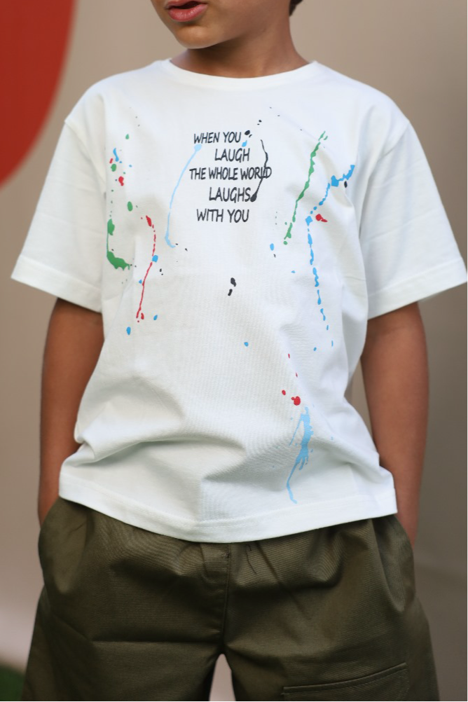 "Off White Splattered Paint T-Shirt"