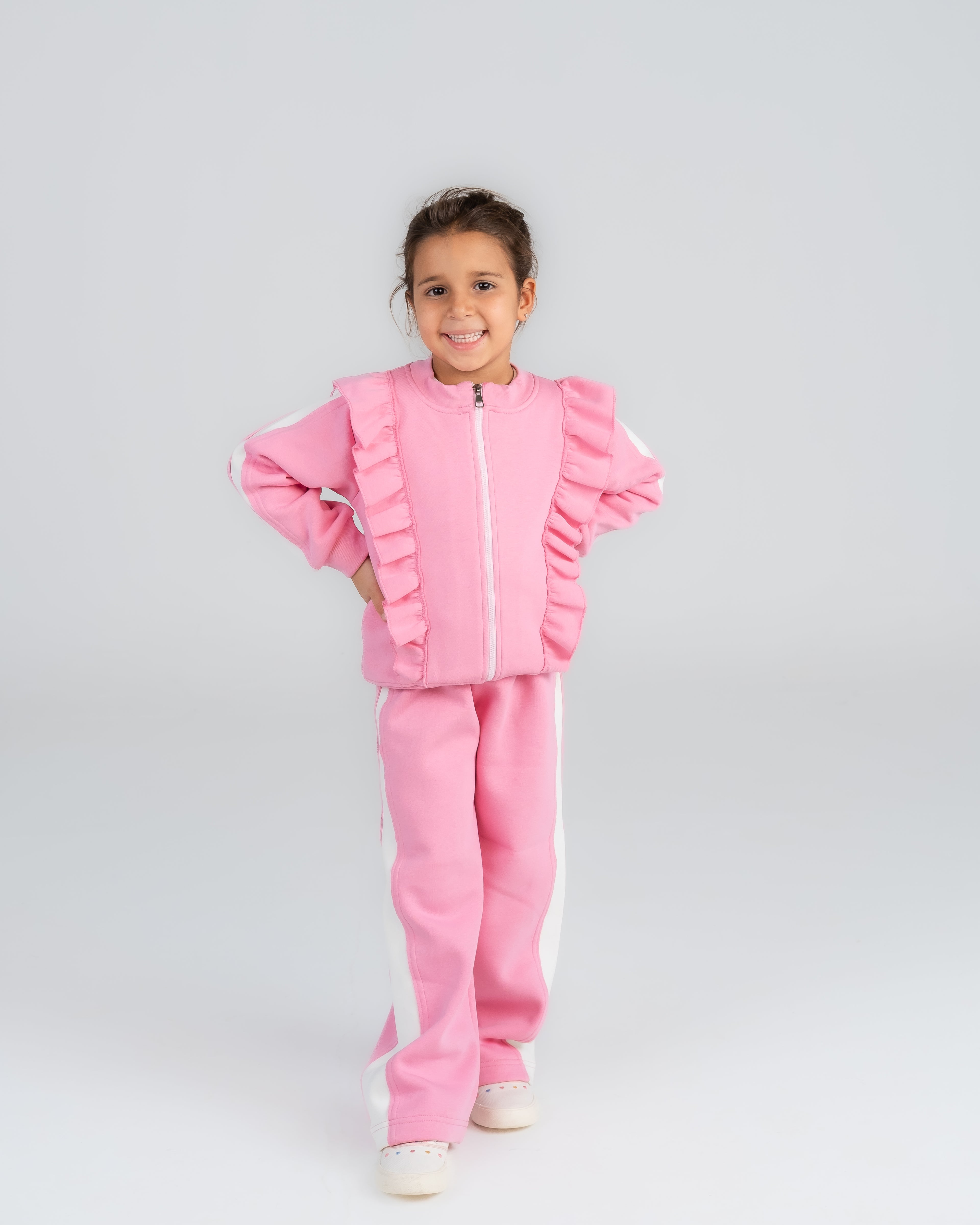 "Pink Ruffled Track suit Set" - HOPI