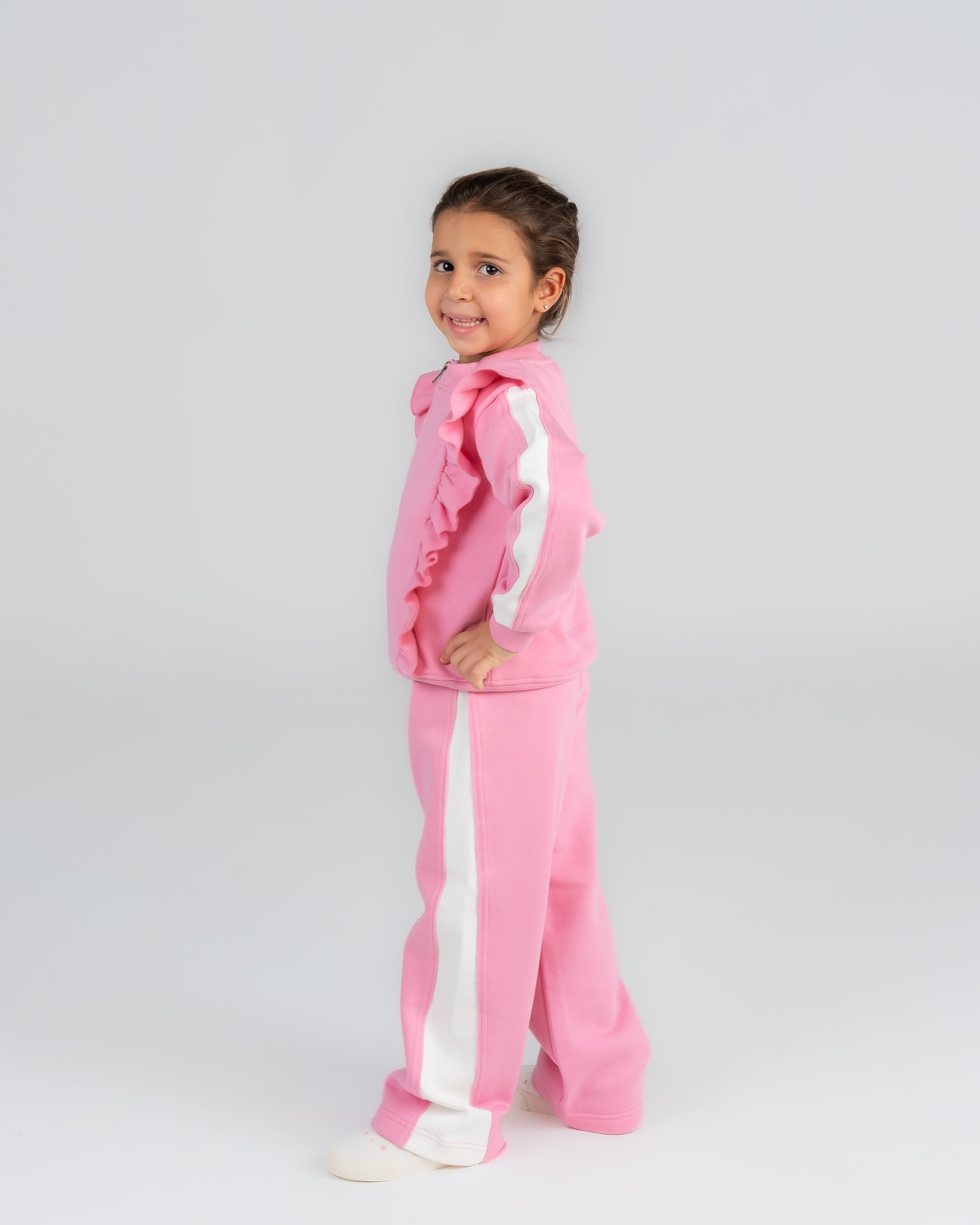 "Pink Ruffled Track suit Set" - HOPI