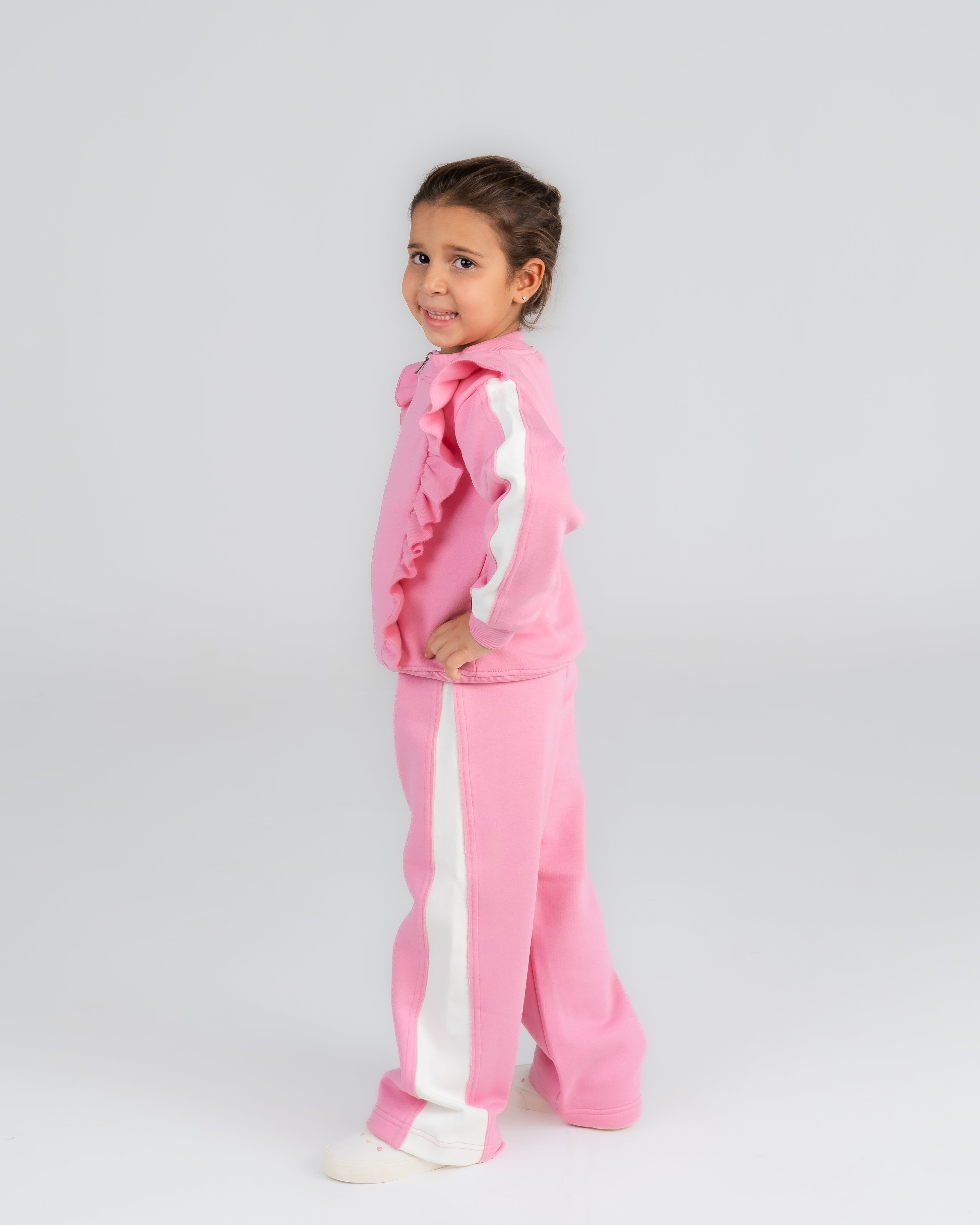 "Pink Ruffled Track suit Set" - HOPI