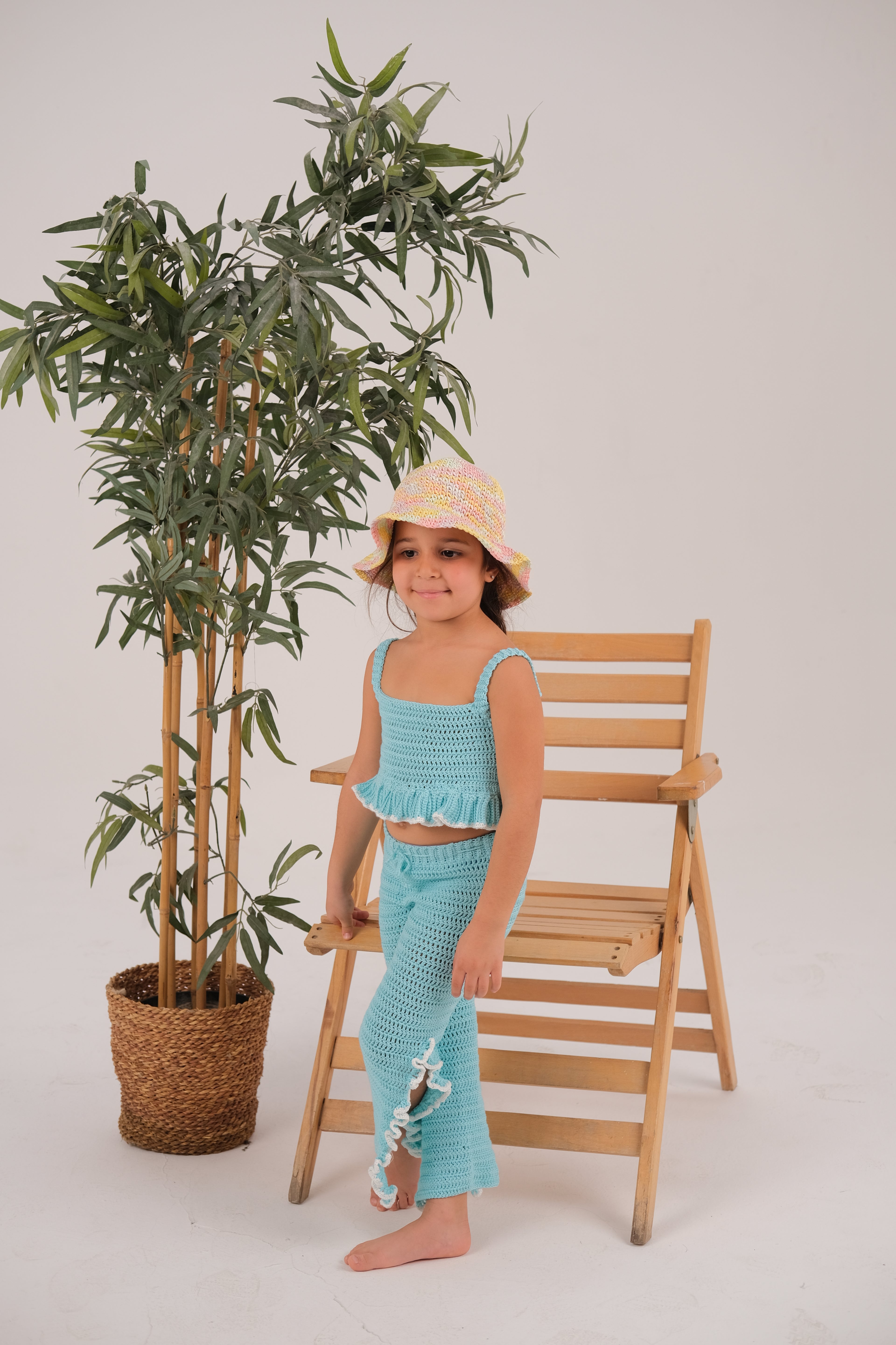 "Turquoise in White Crochet Set" - HOPI