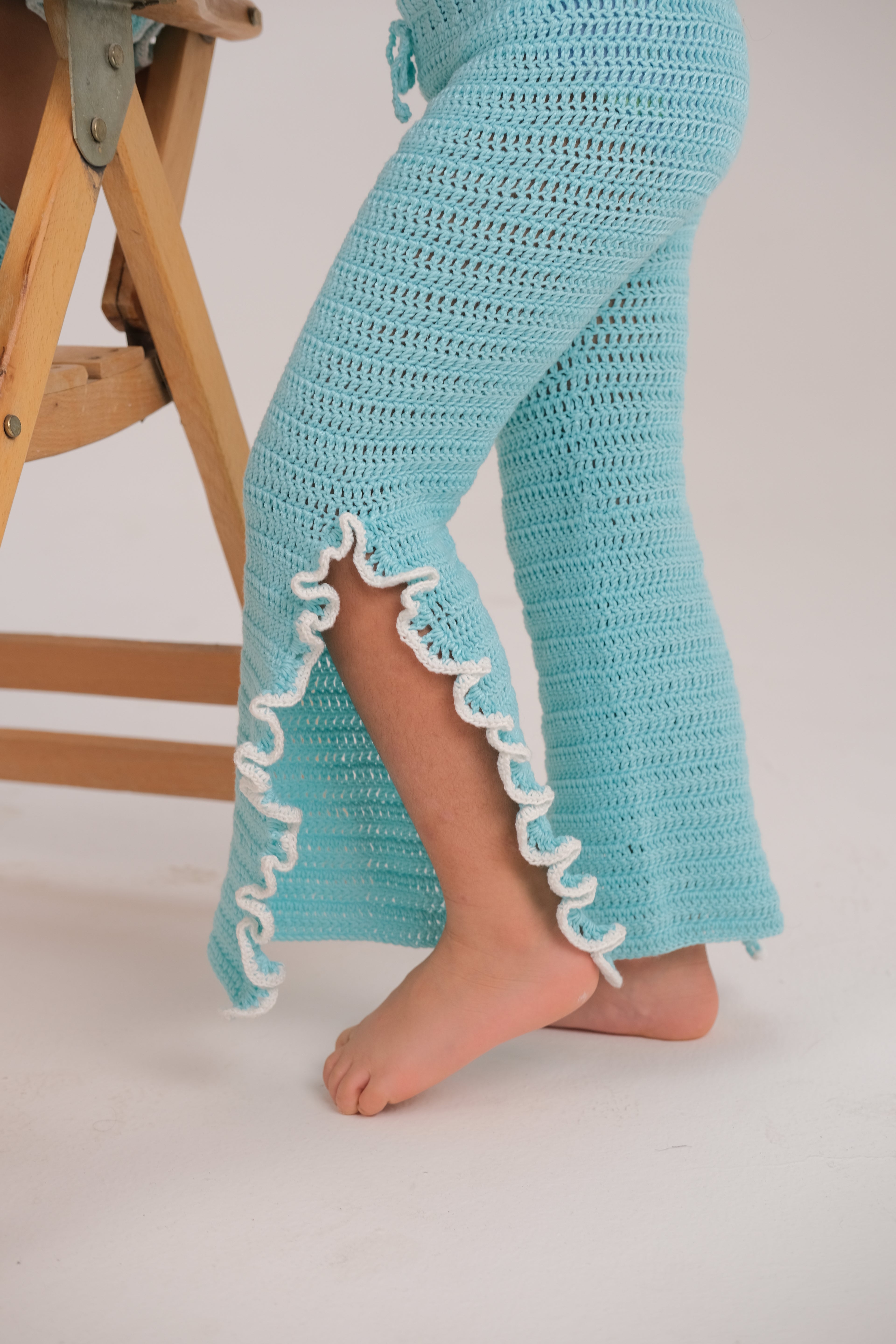 "Turquoise in White Crochet Set" - HOPI