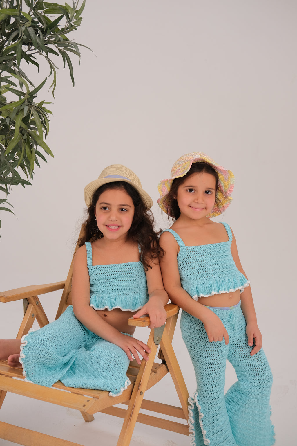 "Turquoise in White Crochet Set"