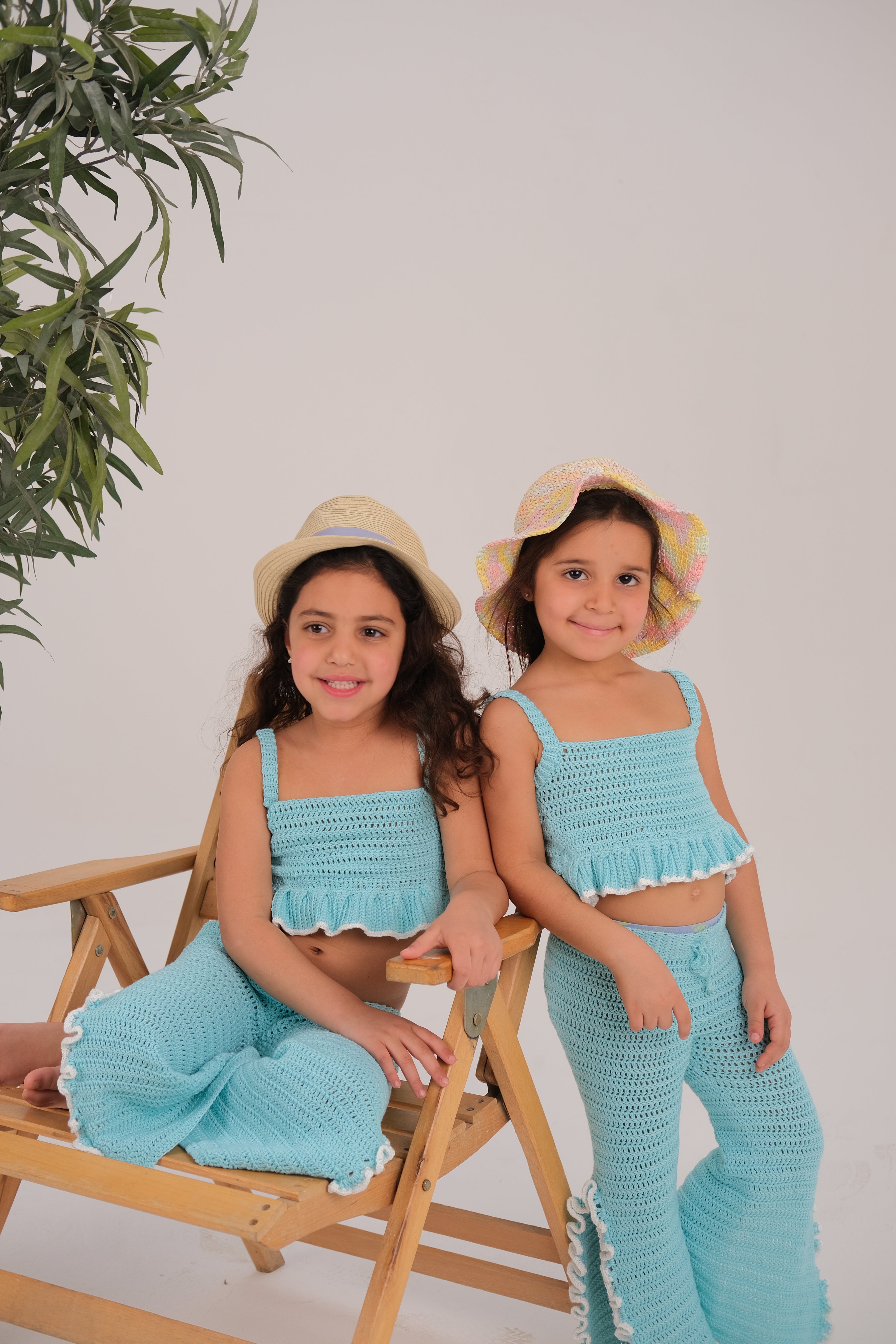 "Turquoise in White Crochet Set" - HOPI