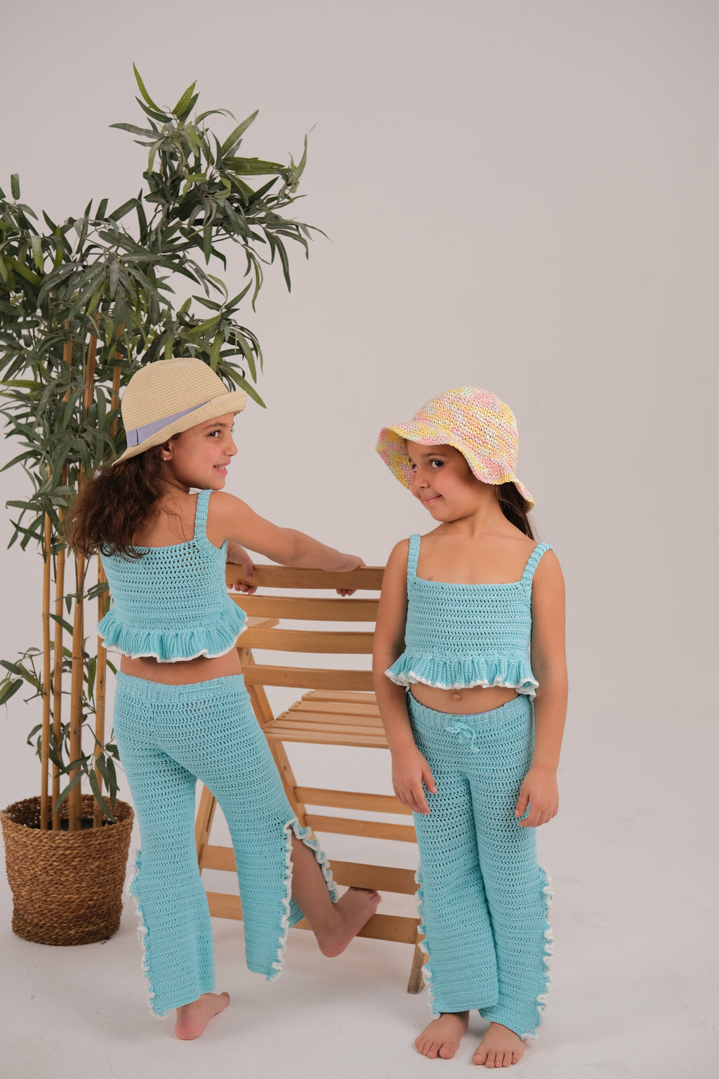 "Turquoise in White Crochet Set"