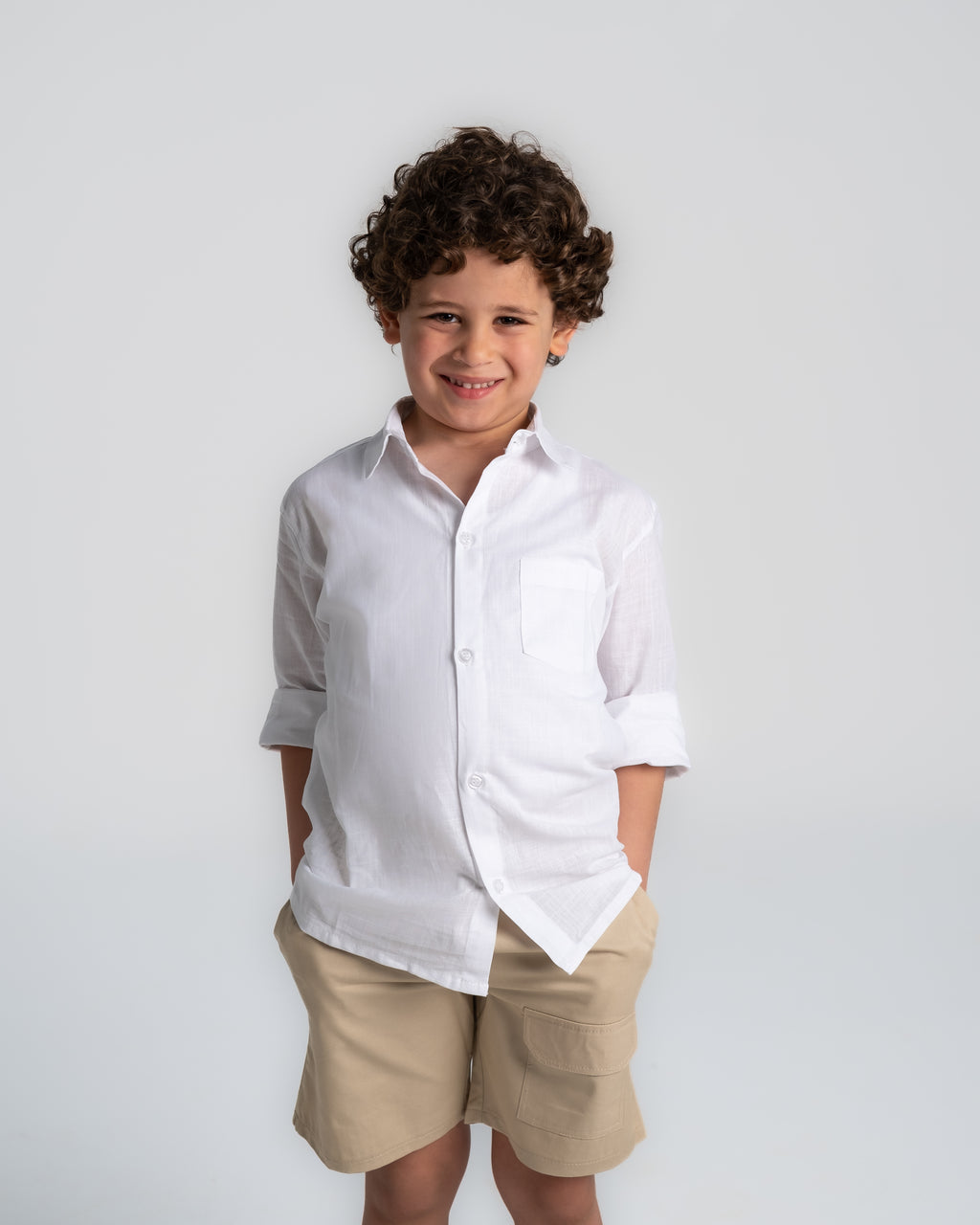 "Beige Gabardine Shorts"