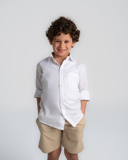 "Beige Gabardine Shorts"