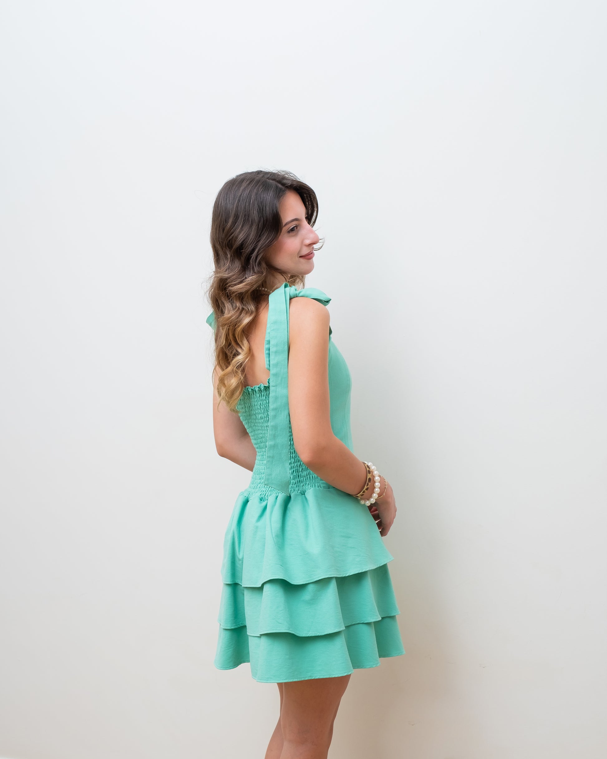 "Serena Bloom" Aqua Mint Dress