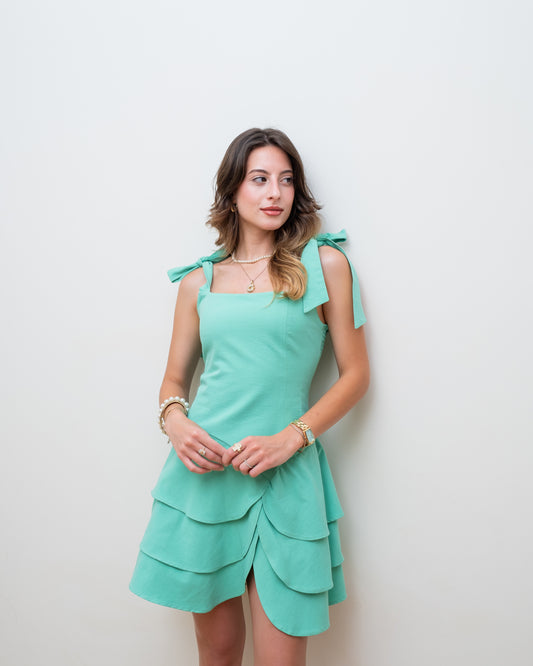 "Serena Bloom" Aqua Mint Dress