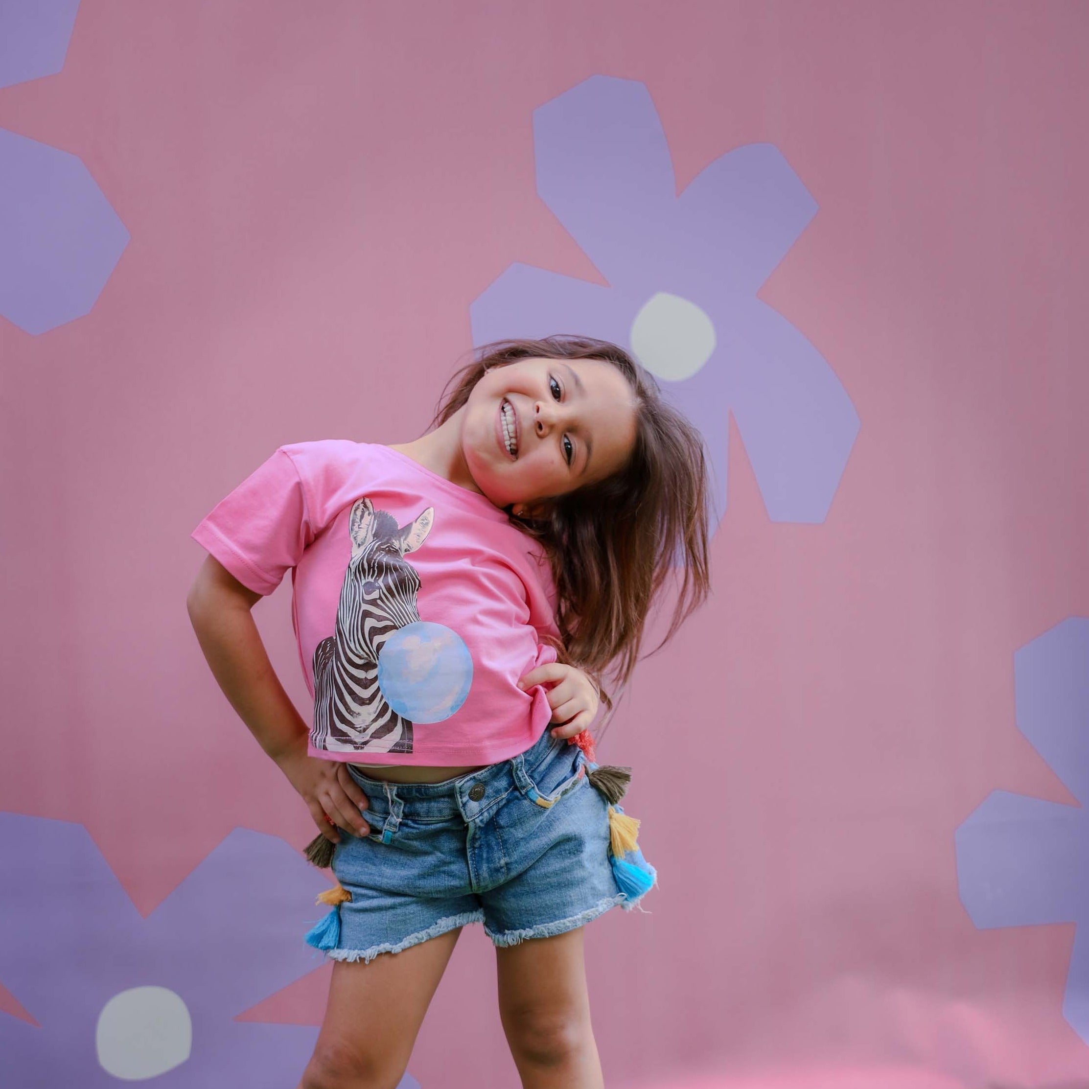 "Cropped Zebra T-shirt" - HOPI