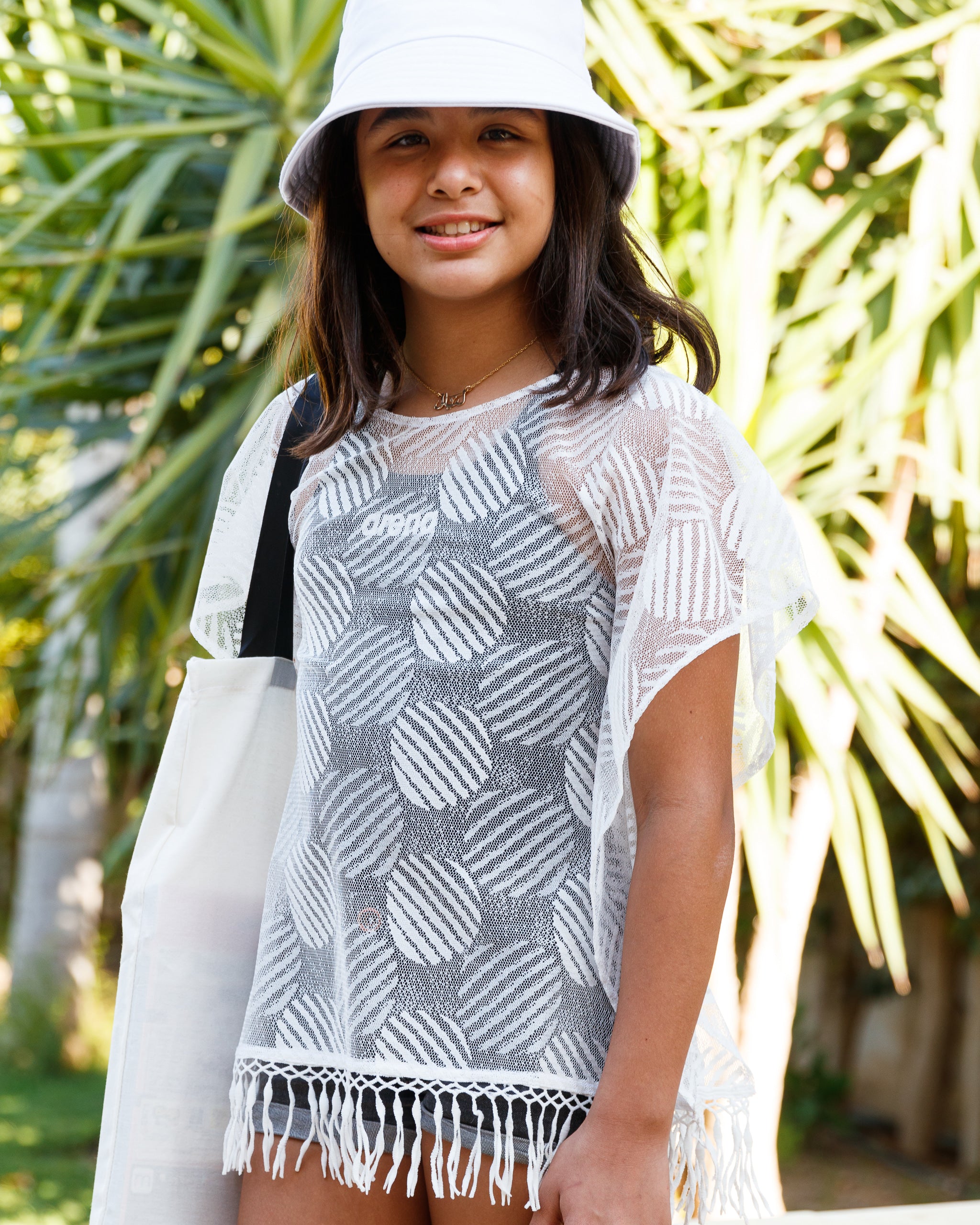 "Fringed-White Cover-Up" - HOPI